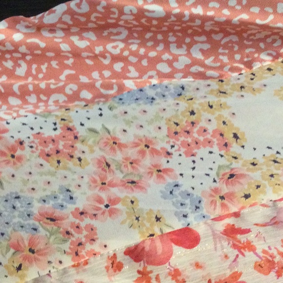 NWT Umgee Ruffled Pink/White Lg & Sm Floral & Leopard Spot Kimono - Picture 7 of 7